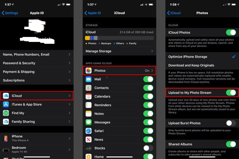 Pobieranie zdjęć z iCloud na iPhone'a za pomocą iCloud Photo Stream