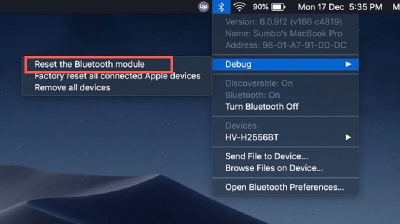 Zresetuj moduł Bluetooth
