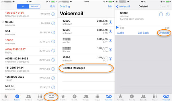Odzyskaj usunięte wiadomości głosowe za pomocą aplikacji Telefon