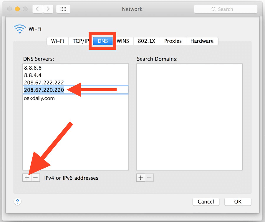 Znajdź serwer Dns na Mac Dns