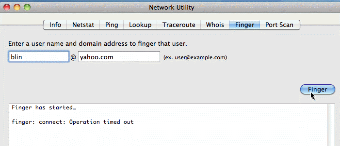 Narzędzie sieciowe Mac Finger