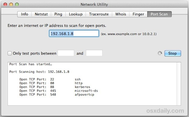 Narzędzie sieciowe Mac Skanowanie portów
