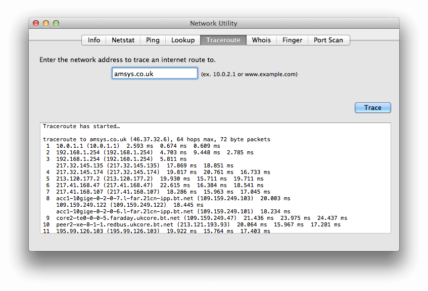 Narzędzie sieciowe Mac Traceroute