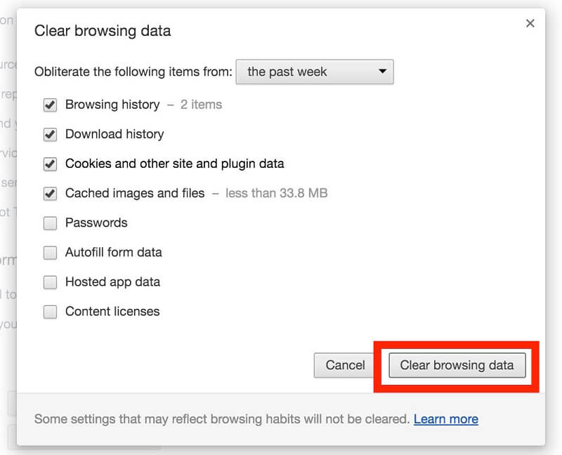 Chrome Wyczyść dane przeglądarki Mac