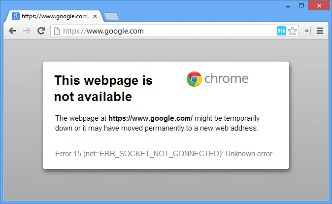 Chrome nie łączy się z Internetem