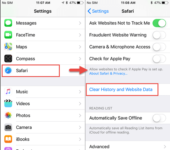 Trwale usuń historię Safari iPhone'a