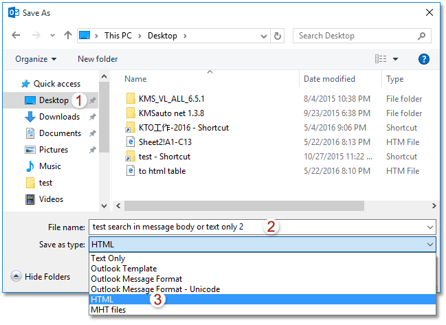 Eksportuj e-mail z programu Outlook do pliku HTML