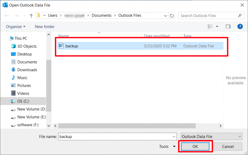 Utwórz kopię zapasową za pomocą narzędzia do naprawy programu Microsoft Outlook