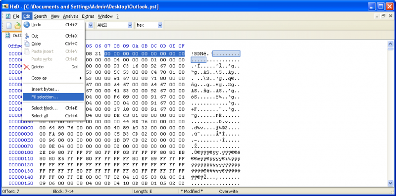 Hex Editor do odzyskiwania usuniętych plików PST w programie Outlook