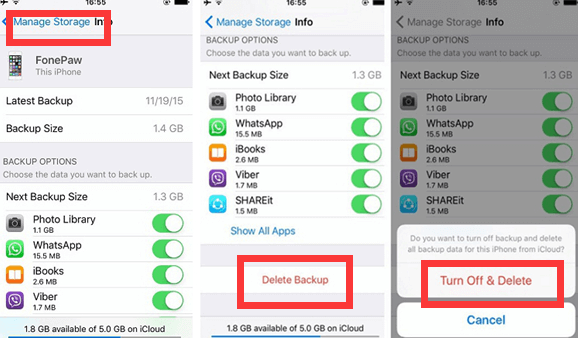 Usuń starą kopię zapasową iCloud z iPhone'a