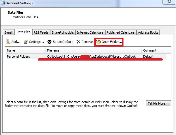 Zlokalizuj plik PST, aby odzyskać usunięte pliki PST w programie Outlook