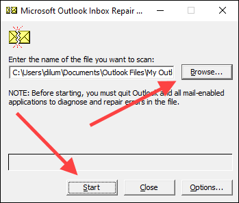Napraw pliki PST za pomocą narzędzia do naprawy programu Microsoft Outlook