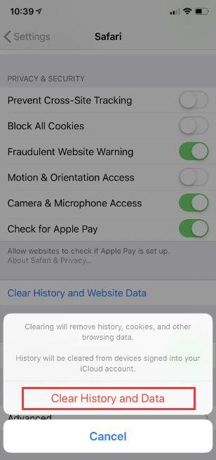 Usuwanie plików cookie na iPodzie Touch przez Safari