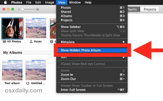 Pokaż ukryty album ze zdjęciami na komputerze Mac