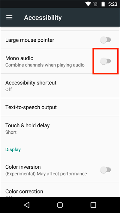 Włącz opcję Mono Audio, aby naprawić mój poziom głośności, który sam się obniża Android