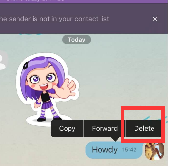 Usuń określone wiadomości Viber