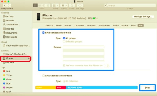 Użyj Findera, aby zsynchronizować kontakty z iPhone'a na iPada