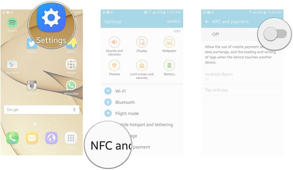 Przesyłaj dane między Samsungiem za pośrednictwem Nfc