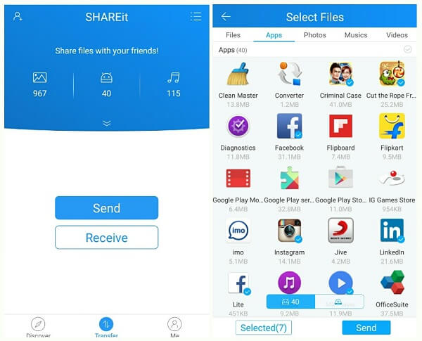 Prześlij dane z Samsung do Samsunga przez Shareit