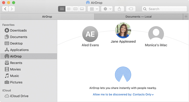 Przenieś pliki iPhone'a na komputer Mac za pomocą Airdrop