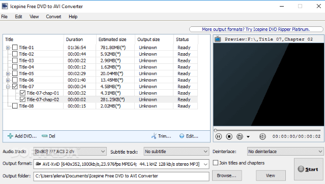 Icepine Darmowy konwerter DVD na AVI