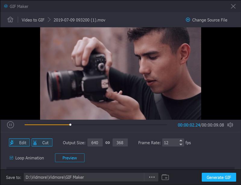 Przytnij wideo do formatu GIF za pomocą konwertera wideo Vidmore