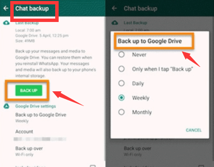 Utwórz kopię zapasową wiadomości WhatsApp na Dysku Google
