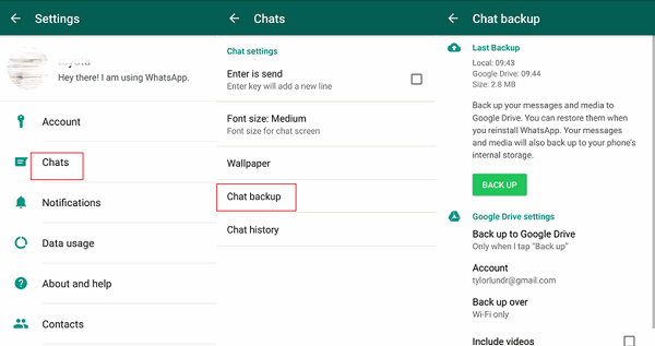 Tworzenie kopii zapasowej czatów Whatsapp na urządzeniu z Androidem