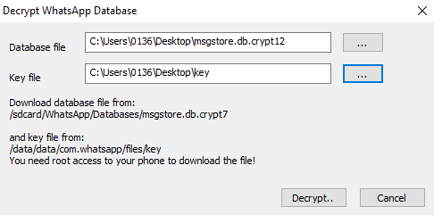 Odszyfrowywanie baz danych wiadomości WhatsApp