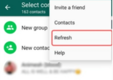 Odświeżanie listy kontaktów WhatsApp w celu naprawienia kontaktów WhatsApp nie wyświetlających nazw