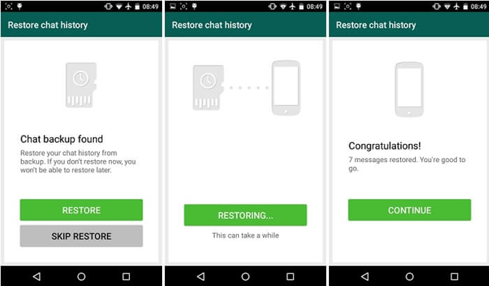Przywróć historię czatów Whatsapp z Samsunga